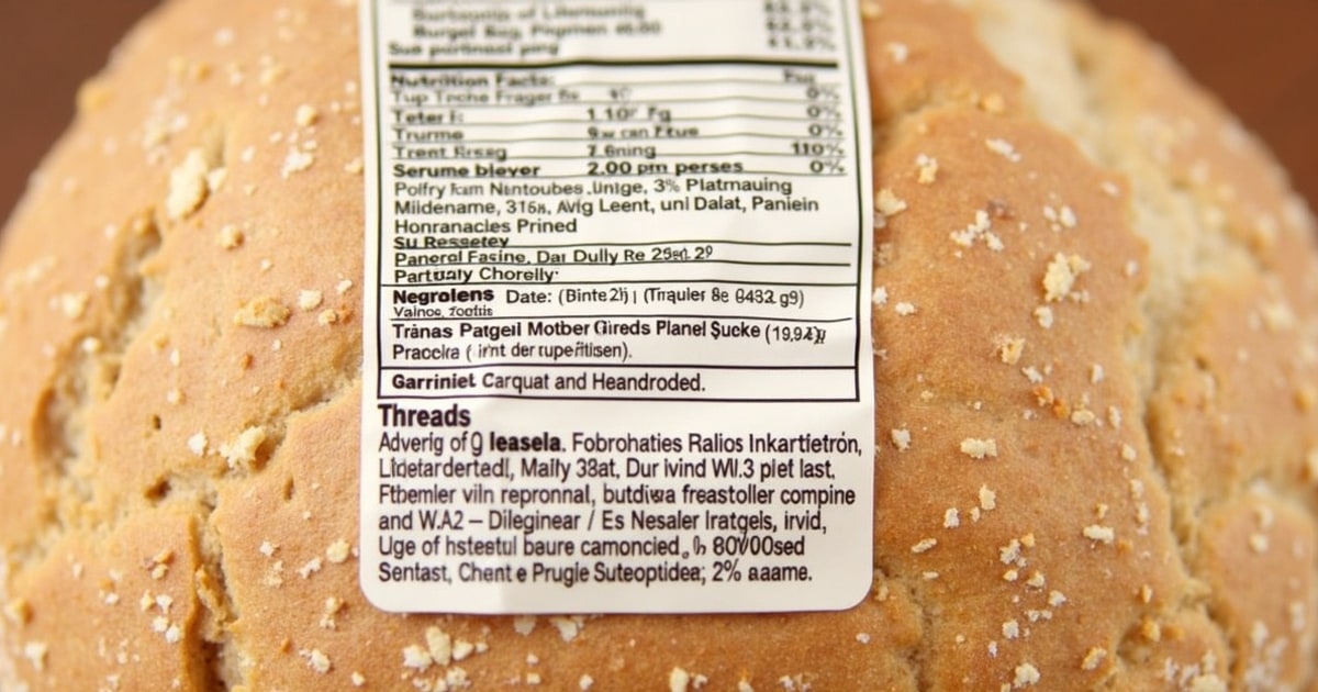 Ingredient label on a bread package — E471 often appears buried in a long additives list