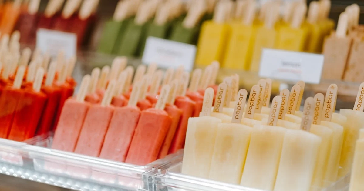 Dutch supermarket freezer with Ola and Hertog ice cream products