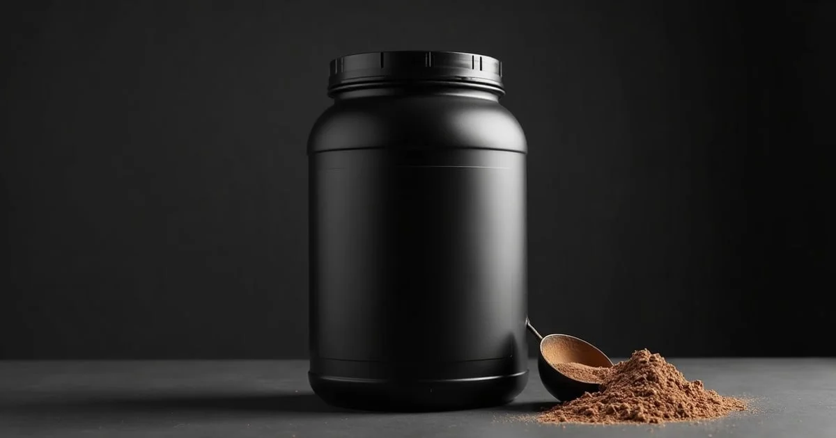 Protein powder tubs on a supplement shop shelf — halal guide to protein and supplements in Saudi Arabia