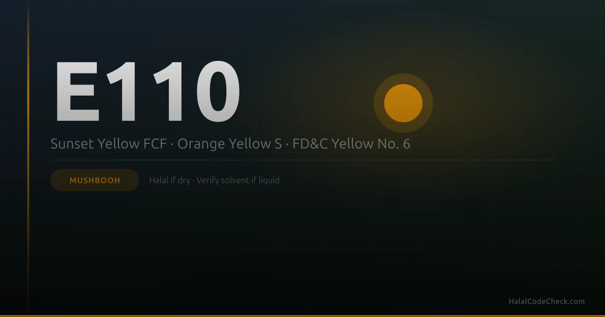 E110 Sunset Yellow FCF food coloring - Mushbooh halal status guide