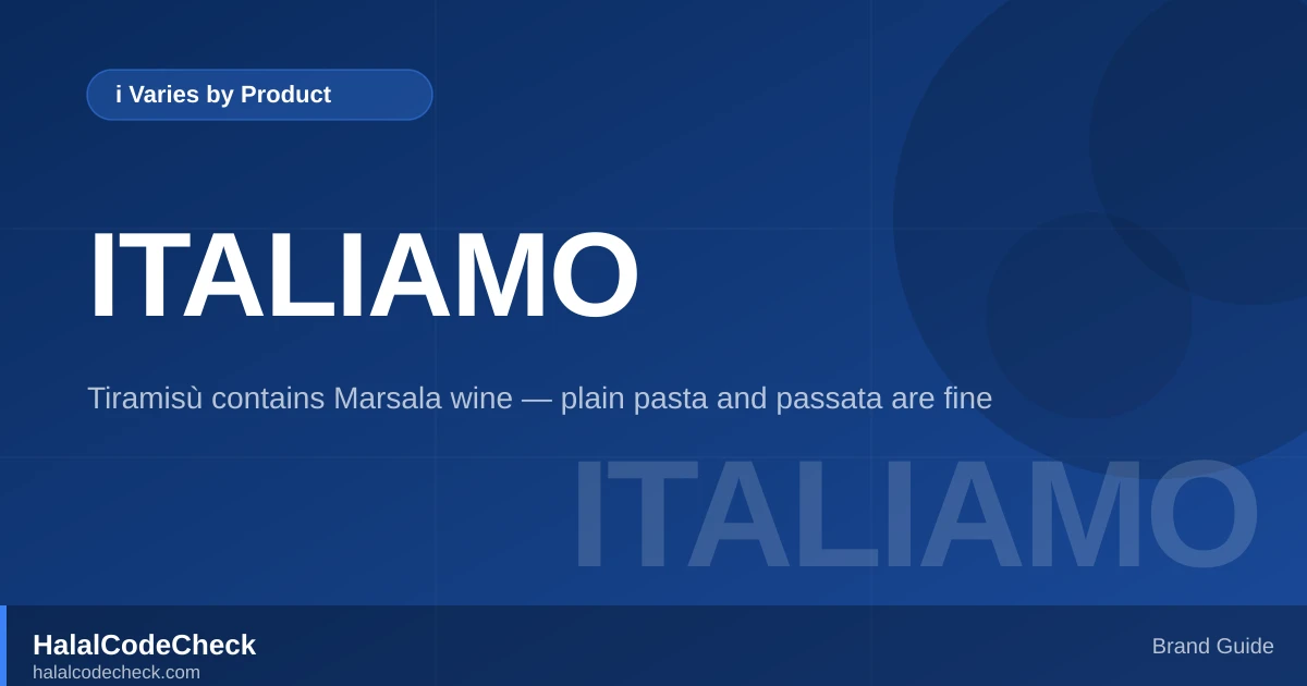 Is Italiamo Halal? — HalalCodeCheck Brand Guide