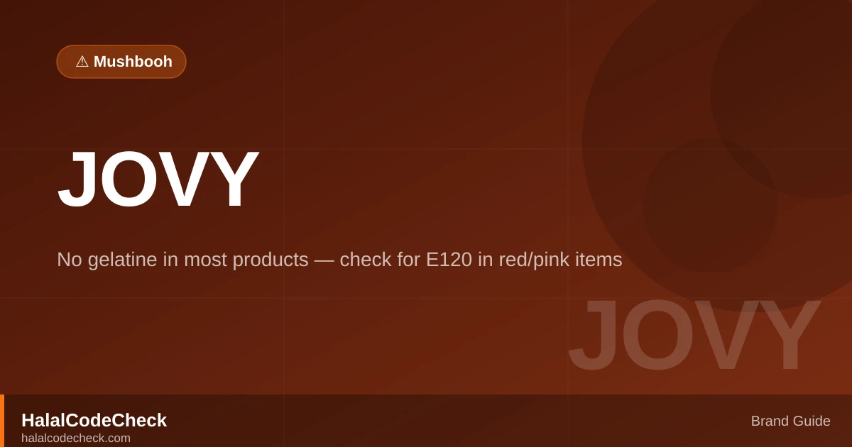 Is Jovy Halal? — HalalCodeCheck Brand Guide