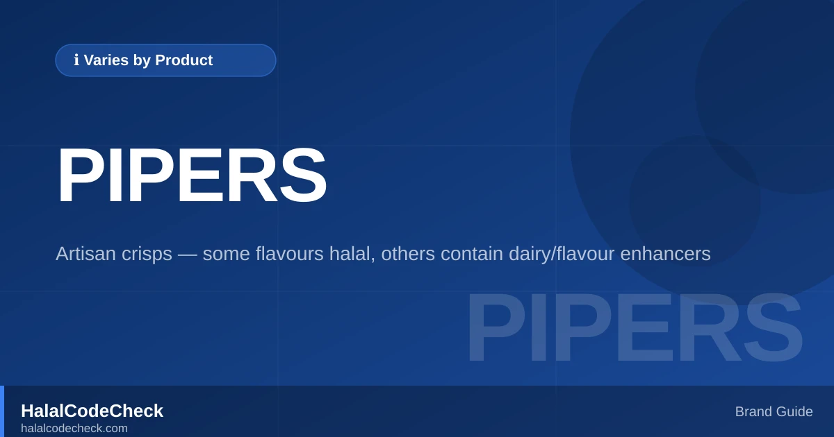 Is Pipers Crisps Halal? — HalalCodeCheck Brand Guide