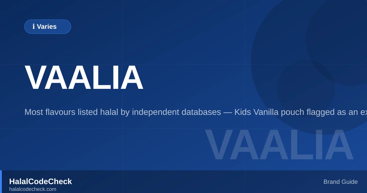 Is Vaalia Halal? — HalalCodeCheck Brand Guide