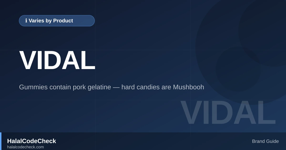 Is Vidal Halal? — HalalCodeCheck Brand Guide